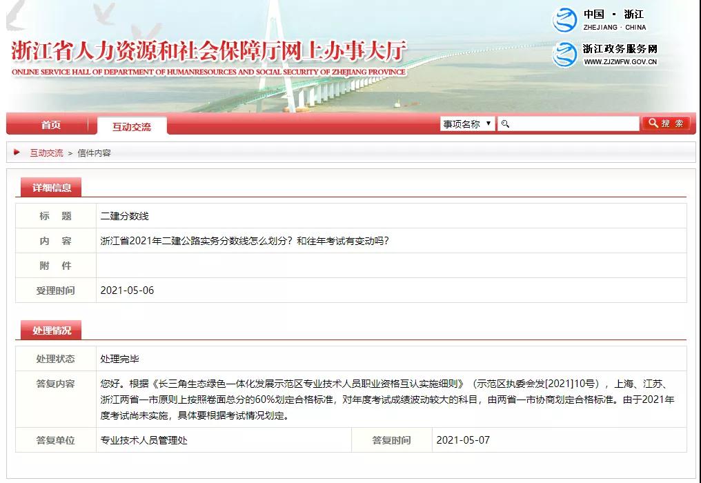 网友提问二建分数线问题